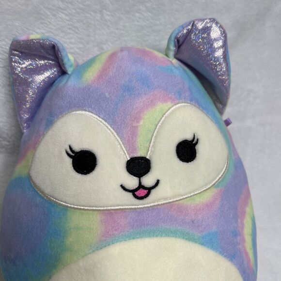 Squishmallows Felexine The Fox Plush Toy Animal 10” Tye Dye Rainbow Swirls - Picture 2 of 6